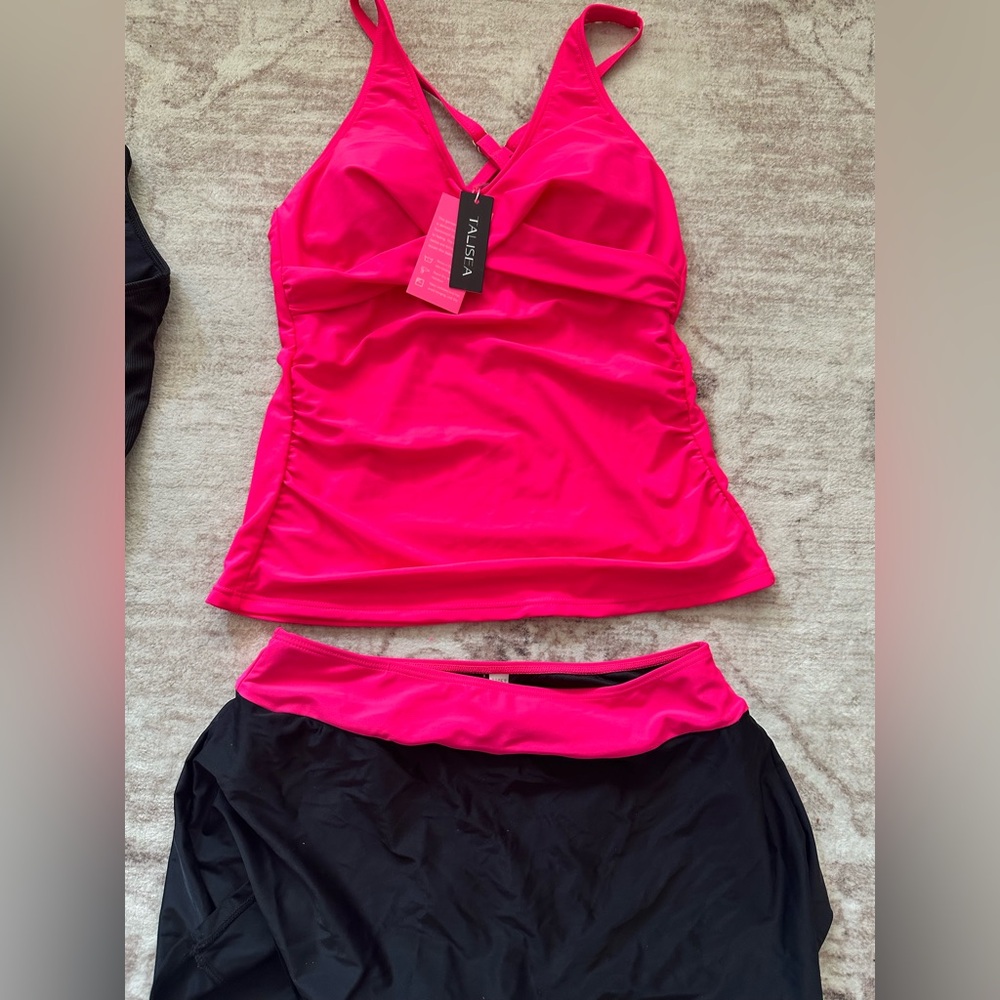 Aqua Pink and Black Bikini Set